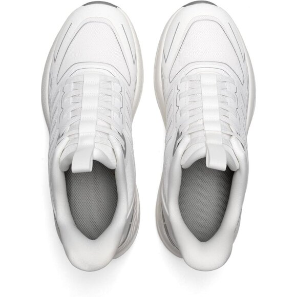 Women's White Slip-On Walking Shoes Comfy Breathable Non-Slip Gym Sneakers - Picture 8 of 8